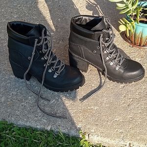 Union Bay Black Combat Heeled Boots